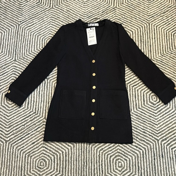 Zara black tweed like dress with gold buttons - Picture 3 of 6